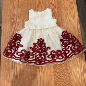Couture Princess Red Embroidered Holiday Dress Size 24 Months